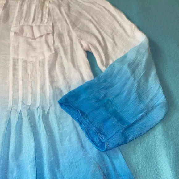 ZAC & RACHEL gauzy ombré tunic long sleeves semi sheer pockets v-neck size 2X - Picture 3 of 13